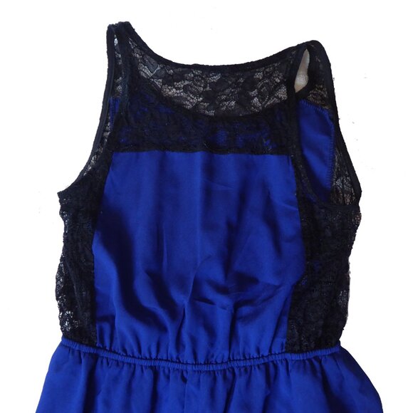 Royal Blue Black Lace HiLow Dress by Soprano, Size Medium - Picture 3 of 5
